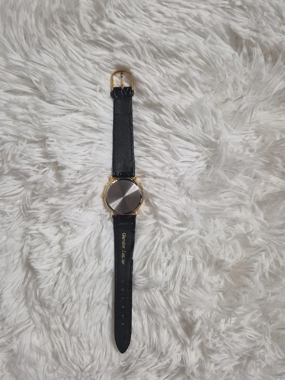 Vintage Watch St Marin Black Leather Band Umbrella Cut Out Sun Analog Quartz ✨️